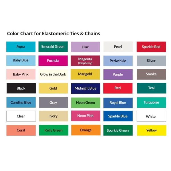 Color chart for Elastomeric Ties and Chains