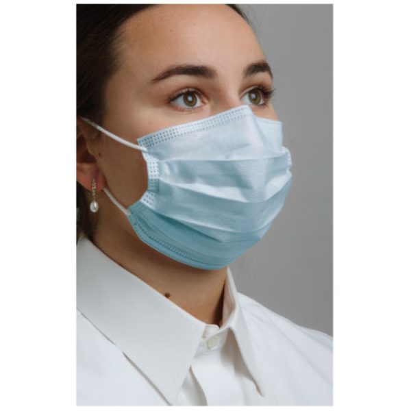 Level 3 Dual Fit Ear-Loop Face Mask, Pleated, Blue